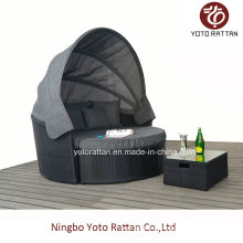 Cama de noche grande de mimbre al aire libre en negro (1315)